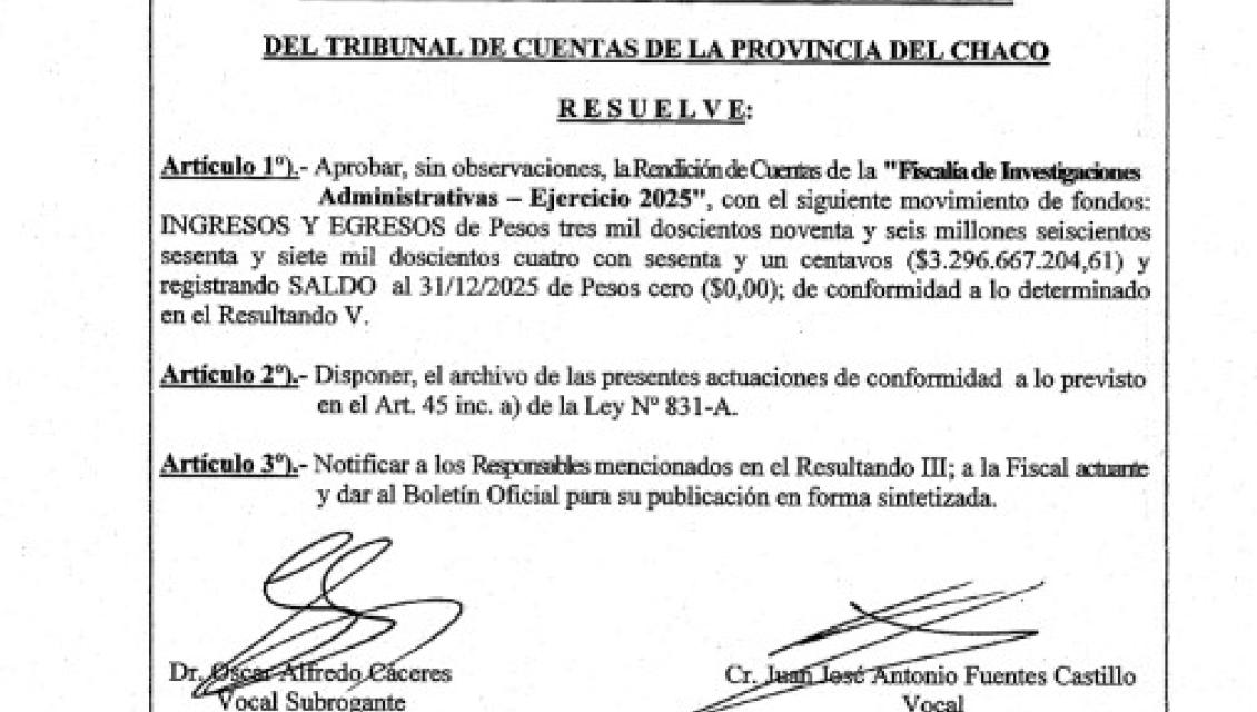 Resolución del Tribunal de Cuentas